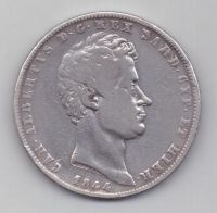 5 лир 1844 г. Сардиния. Италия