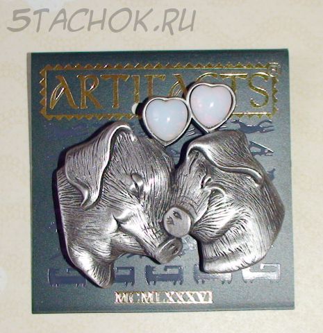 Брошь "Влюбленные хрюшки" под олово/эмаль
