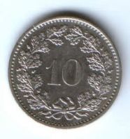10 раппен 1984 г. Швейцария