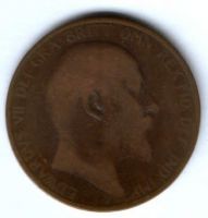 1 пенни 1905 г. Великобритания