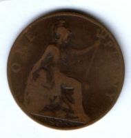 1 пенни 1905 г. Великобритания