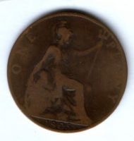 1 пенни 1905 г. Великобритания