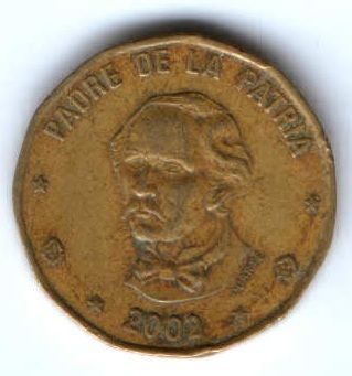1 песо 2002 г. Доминикана