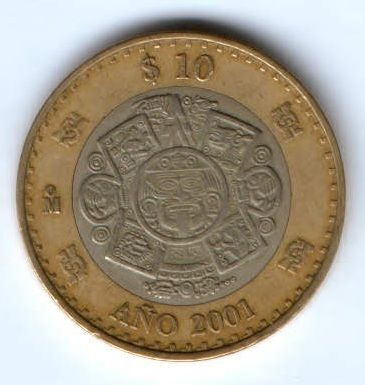 10 песо 2001 г. Мексика