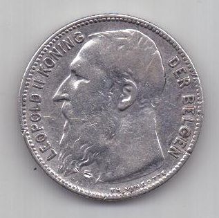 1 франк 1909 г. редкий год. Бельгия