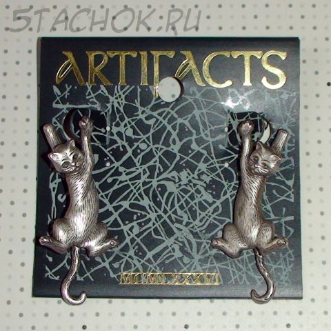 Серьги-гвоздики "Кошки" под олово