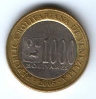 1000 боливар 2005 г. Венесуэла