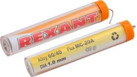 Припой с канифолью 10 гр.d=1.0 мм (Sn60 Pb40 Flux 2.2%) REXANT