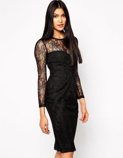Кружевное облегающее платье Kardashian Kollection at Lipsy