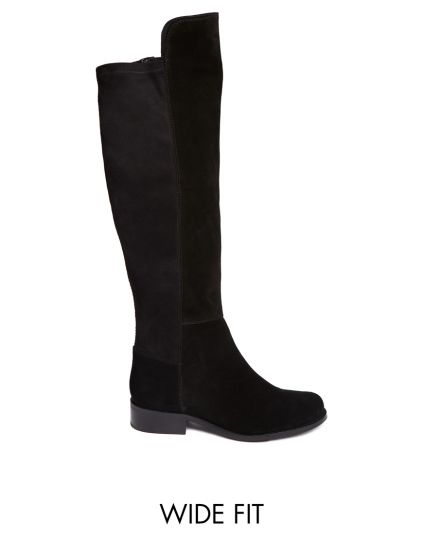 Замшевые ботфорты для широкой стопы ASOS KEY HOLE