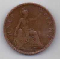 1/2 пенни 1928 г. Великобритания