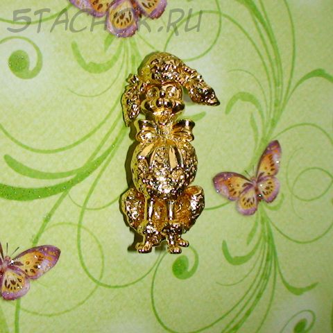 Брошь "Французский пуделек" под золото