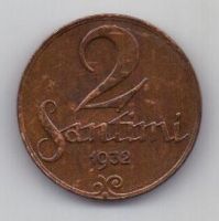 2 сантима 1932 г. Латвия