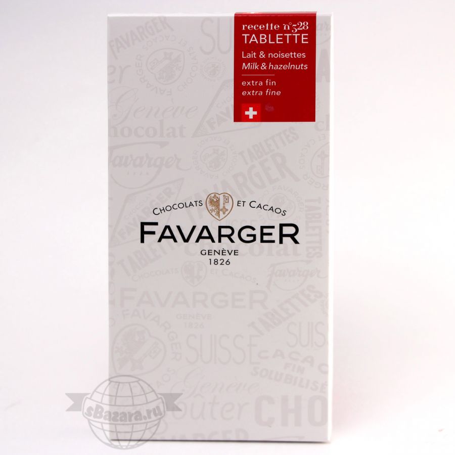 Шоколад Favarger Молочный с лесным орехом - 100 г (Швейцария)