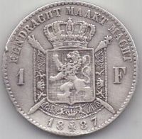 1 франк 1887 г. Бельгия