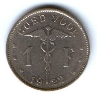 1 франк 1922 г. Бельгия
