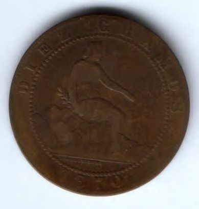 10 сантимов 1870 г. Испания