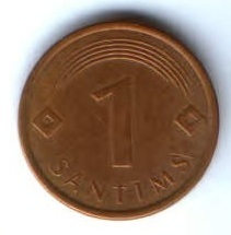 1 сантим 2007 г. Латвия
