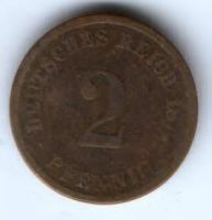 2 пфеннига 1875 г. Германия