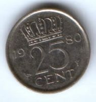 25 центов 1980 г. Бельгия25 центов 1980 г. Нидерланды
