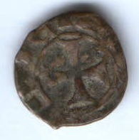 1 денье  1381-1398 гг. Крестоносцы Кипр