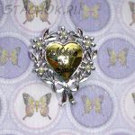 Брошь "Мамино сердце" под золото/серебро/камушки