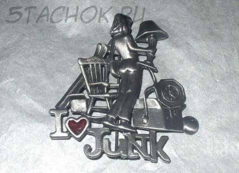 Брошь "Я люблю барахлишко" цвет олова (Danecraft США)