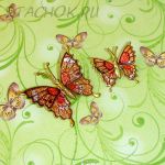 Парные броши "Оранжевые бабочки" под золото, эмаль