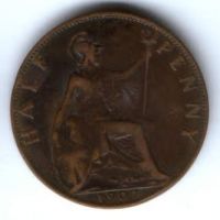 1/2 пенни 1907 г. Великобритания