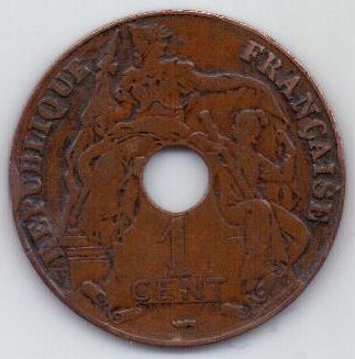1 цент 1922 г. Индокитай (Франция)