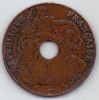 1 цент 1922 г. Индокитай (Франция)
