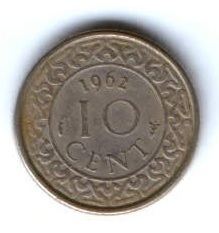 10 центов 1962 г. Суринам
