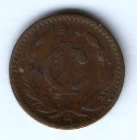 1 сентаво 1914 г. редкий год Мексика