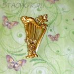 Брошь "Ангелы и арфа" под золото