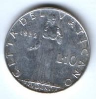 10 лир 1952 г. Ватикан