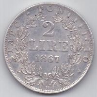 2 лиры 1867 г. Ватикан