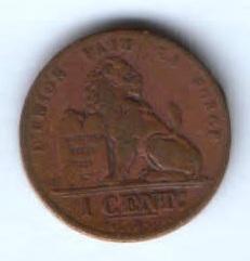 1 сантим 1907 г. Бельгия