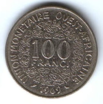 100 франков 1969 г. Западная Африка