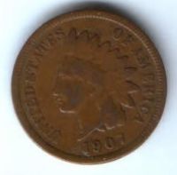 1 цент 1907 г. США