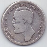 1 крона 1877 г. редкий год. Швеция (Норвегия)