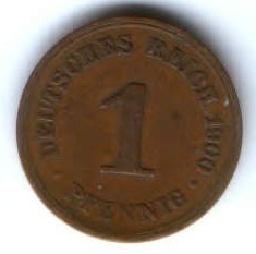 1 пфенниг 1900 г. Германия