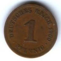 1 пфенниг 1900 г. Германия