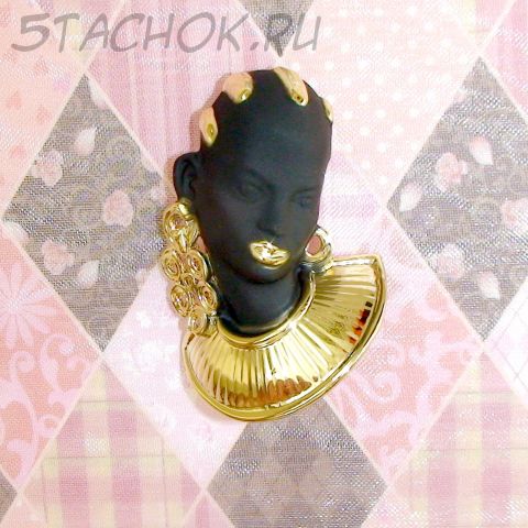 Брошь "Африканка" под золото/эмаль