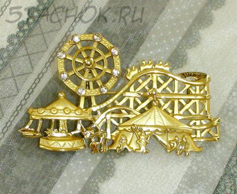 Брошь "Лунапарк" под золото/сваровски