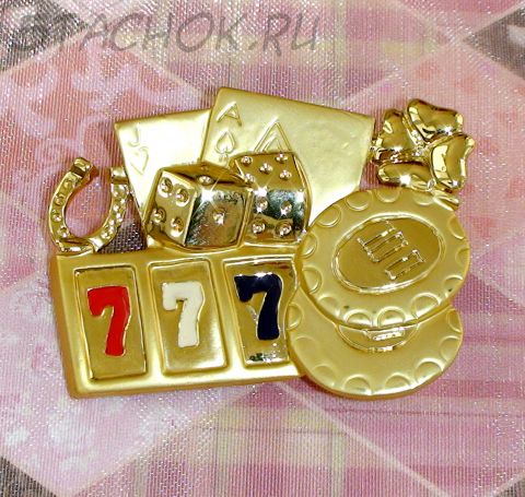 Брошь "Азартные игры" под золото/эмаль