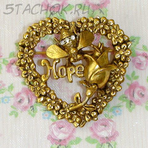 Брошь "Пчелка Надежда" под античное золото, стразы