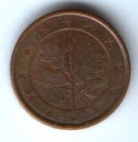 1 евроцент 2002 г. Германия