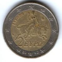 2 евро 2002 г. Греция