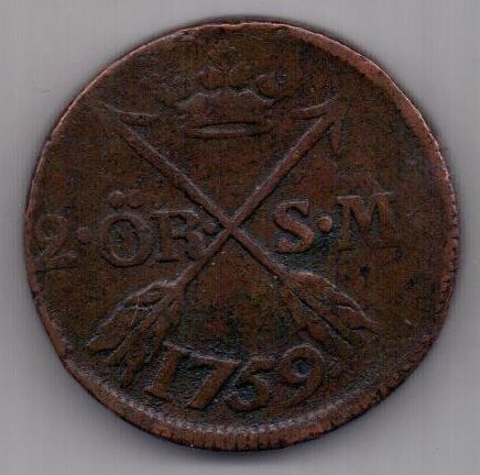 2 эре 1759 г. редкий год Швеция