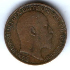 1 фартинг 1909 г. Великобритания